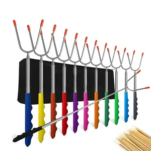 Easily Cleaned Telescoping Marshmallow Roasting Sticks 45 Inch BBQ Forks