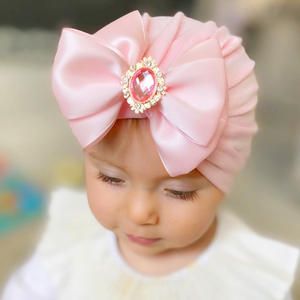 Chapeau en strass avec gros nœud pour enfants, pull, chapeau, Turban, couleur unie, dédie aux bébés, déco d'anniversaire - Product Image 1
