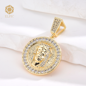 Colgante Elfic Hip Hop Chapado en Oro de 14K con Circonitas de <span class=keywords><strong>San</strong></span> <span class=keywords><strong>Benito</strong></span>/Virgen María, Dije Religioso de Zircón, Accesorio de Joyería al Por Mayor - Product Image 4