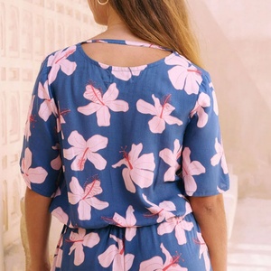 Manufacturer Luxury V Neck Hollow <b>Jumpsuit</b> Printed Beachwear Customized Rayon <b>Jumpsuit</b> Shorts - Product Image 6