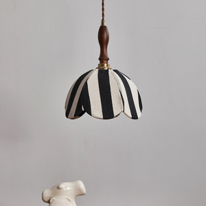 Lámpara Colgante Retro de Alta Gama para Sala de Café, Lámpara de Noche de Tela Hecha a Mano para Dormitorio, Lámpara Colgante Francesa Vintage a Rayas - Product Image 6