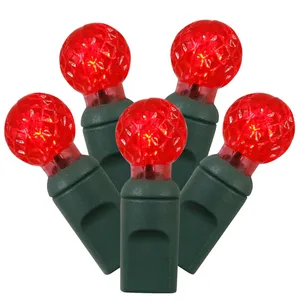 High Quality Waterproof 33FT 100 Ct Light Faceted G15 LED Christmas Light Set Red on Green Wire