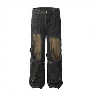 Vintage High Waist Denim Straight Hip Hop <b>Button</b> <b>Fly</b> Washed Distressed Light Summer Autumn High Quality Men's <b>Jeans</b> - Product Image 4
