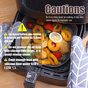 Non-Stick Reusable Silicone Baking Pan Square <b>Air</b> <b>Fryer</b> <b>Liners</b> Silicone Foldable <b>Air</b> <b>Fryer</b> Pot 8.5 Inch Silicone Airfryer <b>Liner</b> - Product Image 5