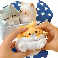 Mainan Promosi Squishy Kucing Kartun PU Lembut Slow Rebound, Mainan Sensorik Pereda Stres, Hadiah Halloween Natal
