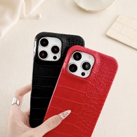 Funda de Teléfono de Cuero Croc de Color Sólido Resistente a Golpes para iPhone
