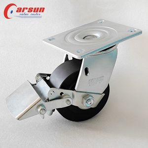 ล้อเลื่อน Carsun ขนาด 4 นิ้ว แบบหมุนได้ รับน้ำหนักมาก ผลิตจากเหล็กแผ่น พร้อมล้อไนลอนสีดำ MC  แบบ OEM ปรับแต่งได้ พร้อมลูกปืน - Product Image 4