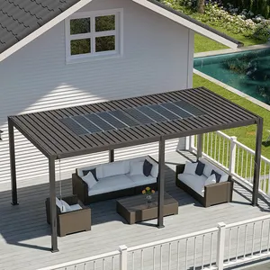Wholesale Gazebo Aluminum Outdoor Photovoltaic Solar Panel Pergola Garden Shaderain Shade Garden Custom Shed Solar Pergola