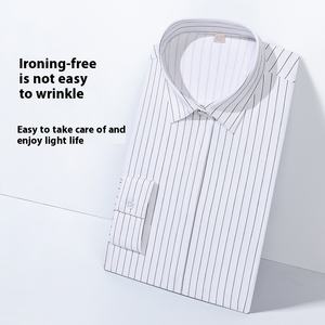 क्लासिक स्ट्रिप्ड लंबी आस्तीन पोशाक शर्ट महिलाओं के ब्लाउज लंबे आस्तीन ऊर्ध्वाधर धारीदार बटन नीचे काम की पोशाक शर्ट महिलाओं के लिए - Product Image 5