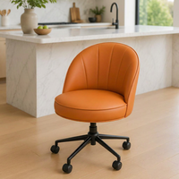 Chaise de bar JOHOOFURNITURE en cuir PU orange, cannelée, réglable en hauteur, pour bureau, fabriquée en Chine, tabouret de bar pour pub