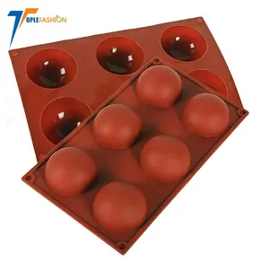 6 semi agujero para hornear de silicona <span class=keywords><strong>molde</strong></span> Chocolate pastel jalea budín jabón hecho a mano cúpula Mousse de forma redonda media esfera - Product Image 1