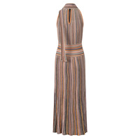 Robe longue en maille sans manches à col halter, style européen, colorblock rayé, décontractée, avec écharpe, pour femme, collection été 2026