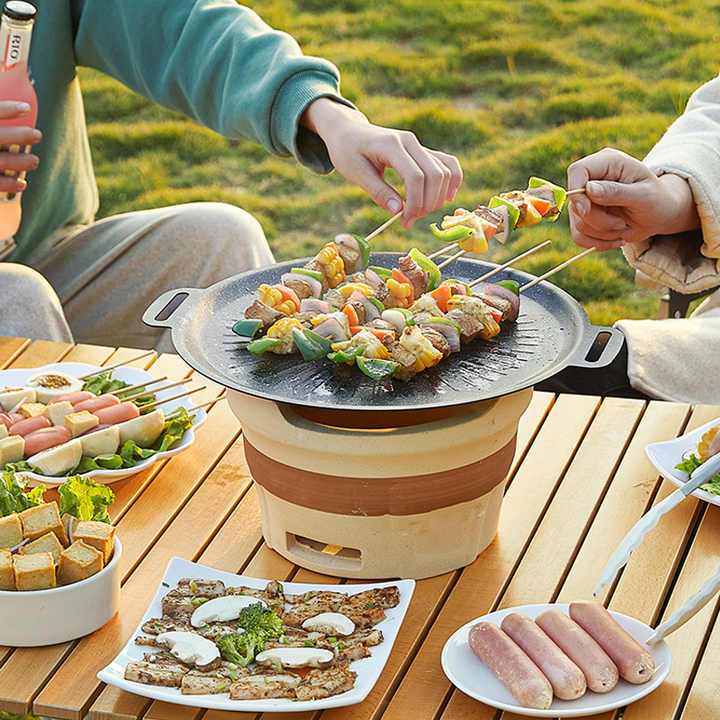 YUEDISI Custom Best Seller Korean Bbq Grill Non-stick Grill Circular Size Smokeless Barbecue Plate for Indoor Outdoor Grilling