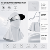 Masque facial anti-UV en soie glacée, style long, pour sports de plein air, cyclisme, pêche, avec bonnet intégré et effet rafraîchissant