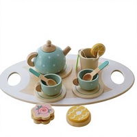 EDULAND OEM/ODM Juego de Té de Madera Montessori, Juguetes de Cocina, Comida de Juguete, Regalos para Niños, Juego de Té de Postres, Juguetes de Pastel