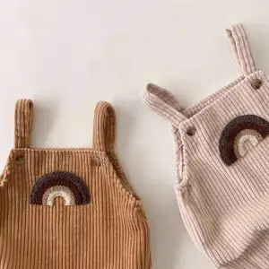 2025 Musim Semi bodysuit bayi Corduroy pakaian anak perempuan balita pelangi Jumpsuit satu potong Anak laki-laki perempuan - Product Image 1