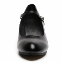 Chaussures de danse universelles à talon personnalisées ODM OEM, chaussures de danse modernes en cuir verni noir avec boucles pour filles et femmes