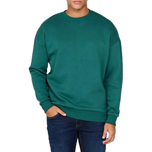 Sudadera de Hombre con Cuello Redondo y Hombros Caídos en Verde Azulado - Corte Holgado Informal Esencial con Dobladillo Acanalado - Product Image 3