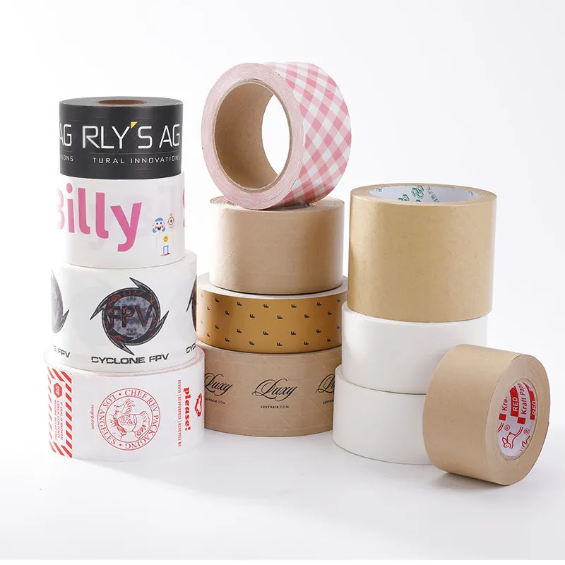 Custom printed water free kraft paper tape Self Adhesive Tape Kraft Gummed Paper Synthetic Small batch customization