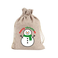 Sac en toile de jute de Noël 2026 10x14cm avec motifs DIY optionnels, sac en lin à cordon de serrage, pochette de haute qualité pour cadeaux et bonbons de Noël