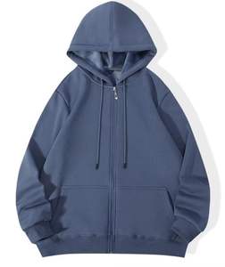 Sudadera con Capucha Bordada con Diseño Sólido, Talla XL, Técnica Lavada, Estampado Personalizado, Chaqueta con Cremallera para Hombre, Ropa Urbana de Invierno - Product Image 3