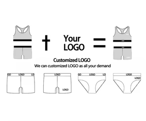 Fashionable Sporty <b>Wire</b> Free Polyester Women's Sports <b>Bra</b> and Underwear Set with Custom Logo Printed Design Boyshort Style - Product Image 6