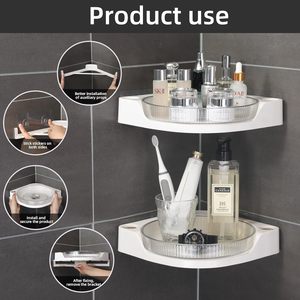360 degrés plateau tournant rotatif paresseux Susan coin <span class=keywords><strong>douche</strong></span> étagère Caddy organisateur salle de bain stockage pas de perçage mural cuisine - Product Image 5