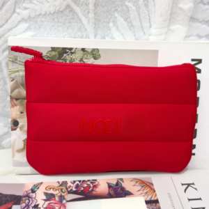 Pochette de voyage cosmétique en néoprène rouge et bleu avec logo personnalisé, imperméable, pour maquillage, beauté, fermeture éclair, portable, pour femmes - Product Image 4