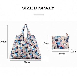 <b>Extra</b> <b>Large</b> Heavy Duty Carton Folding Tote Bag Polyester Reusable Superet Foldable Shopping Bag - Product Image 2