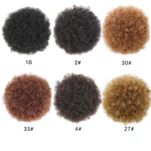 Nuevos y Populares Moños <span class=keywords><strong>de</strong></span> Cabello Afro Rizado para Mujer, Cola <span class=keywords><strong>de</strong></span> Caballo Corta y Rizada, Fibra Sintética Resistente al Calor - Product Image 4