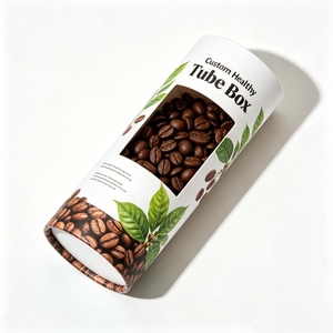 Tubo de Papel Cilíndrico Redondo Orgánico Biodegradable de Grado Alimenticio, Empaque Personalizado para Granos de Café, Té, Nueces y Alimentos Secos con Ventana de PVC - Product Image 1