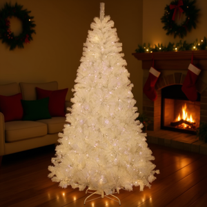 Sapin de Noël blanc DB de 7 pieds, 1346 branches, 500 lumières LED, matériau PVC, utilisation en intérieur - Product Image 2