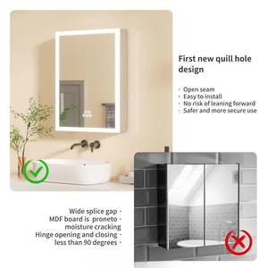 Miroir de salle de bain intelligent moderne avec éclairage intégré, IP44, pour hôtel, appartement, <span class=keywords><strong>salon</strong></span>, avec tiroir à mouchoirs et affichage de l'heure - Product Image 4