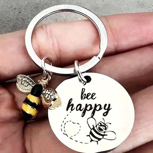 Bee Happy Key chain, inspirierendes Geschenk, Mutter, Tochter, Sohn, Nichte, Neffe und Freunde-Perfekt für Geburtstage, Weihnachten - Product Image 1