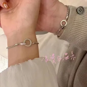 Pulsera de Doble Círculo de Plata <span class=keywords><strong>S925</strong></span> de Alta Calidad para Hombre y Mujer, Ideal como Regalo de Boda para Parejas - Product Image 5