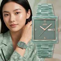 Asta Montre Quartz Femme Acétate Calendrier Cadran Labyrinthe Chinois Bracelet Maillons Luxe Vintage OEM