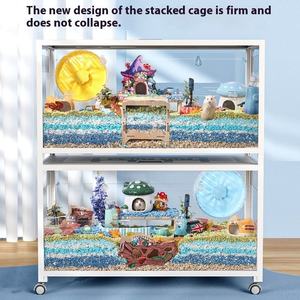 Gabbia per Criceti Grande in Metallo con Chiusura a Bottone, Rivestimento Ecologico in Polvere, Impilabile, Accesso dal Top, Facile Montaggio - Product Image 2