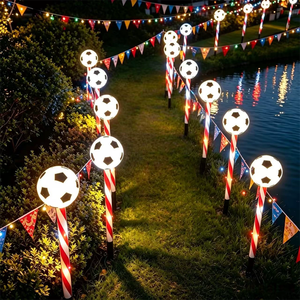 Soccer Solar One <strong>Drag</strong> 5 Ball Lawn Lights With Colorful Poles for Garden and Stadium Surroundings Decor - Product Image 3