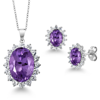 Juego de Joyería de Plata de Ley 925 al por Mayor con Circonita Cúbica AAA Simple, Corte Corazón, Tanzanita, Solitario, Pendientes, Colgante y Collar