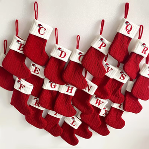 Neat-crafted Distinctive Letter 18 Inch Customizable Size Red Knitted Texture <strong>Christmas</strong> <strong>Stocking</strong> for Holiday <strong>Candy</strong> Gift Ornament - Product Image 4