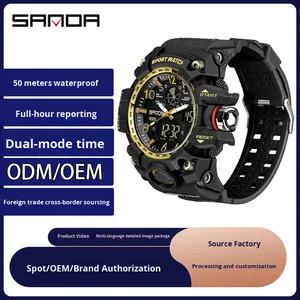 Montre électronique à quartz de style coréen créative <span class=keywords><strong>Sandar</strong></span> Manufacturer, personnalisée, tendance, noire/dorée, 56x49 mm pour hommes - Product Image 2