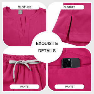 Conjunto de Uniformes Médicos Personalizados, Elásticos y Transpirables para Mujer, Uniformes de Enfermería, Uniformes Quirúrgicos de Hospital con Pantalones Anchos de Spandex - Product Image 6