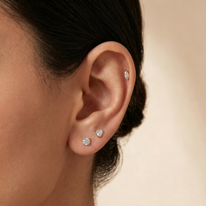 J&D Schmuck 3 Paar 18K Vergoldete Edelstahl-Ohrstecker <span class=keywords><strong>Set</strong></span> mit Gemischten Zirkonia-Herzen Flache Rückseite Schlaf-Ohrringe für Frauen - Product Image 3