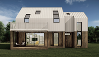 Casa pequeña prefabricada moderna Aislamiento térmico OSB SIPS Casa prefabricada de madera Área escénica para aplicaciones al aire libre Diseño gráfico incluido