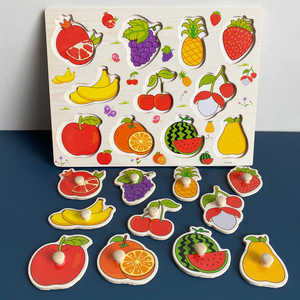 Panel de Madera Educativo Montessori para Niños, Tablero de Agarre Manual, Rompecabezas para Bebés de 1 a 2 Años, Juguete Educativo de Ilustración - Product Image 1