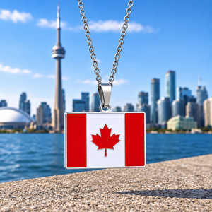 Collar con Colgante de la Bandera de Canadá Chapado en Oro de 18K al por Mayor, Hoja de Arce Roja y Blanca, Recuerdo Patriótico Canadiense, Joyería Unisex - Product Image 2