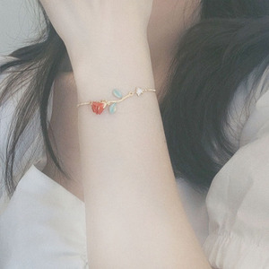 Collar de moda "La rosa <span class=keywords><strong>del</strong></span> Principito" <span class=keywords><strong>Serie</strong></span> de pulsera de rosas pintada a mano Collar de diseño retro de lujo para mujer al por mayor - Product Image 1