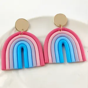 2022 Mode Regenbogen Ohrringe Trend Boho Schöne Süßigkeiten Anhänger Tropfen Ohrringe Für Frauen Mädchen Ton Ohrringe Polymer Handmade