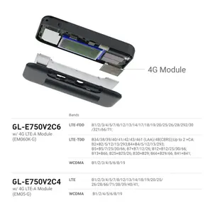 GL.iNet E750 Mudi V2 7000mAh Batterie personnelle sécurisée WiFi 4G SIM cellulaire eSIM vSIM carte voyage Routeur portable