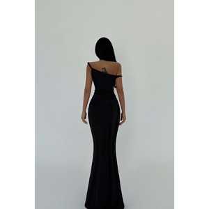 Vestido Largo Negro para Mujer, Estilo Vintage de Lujo, Silueta en A, con Lentejuelas y Cuentas, Talla XL, Largo hasta la Rodilla - Product Image 1